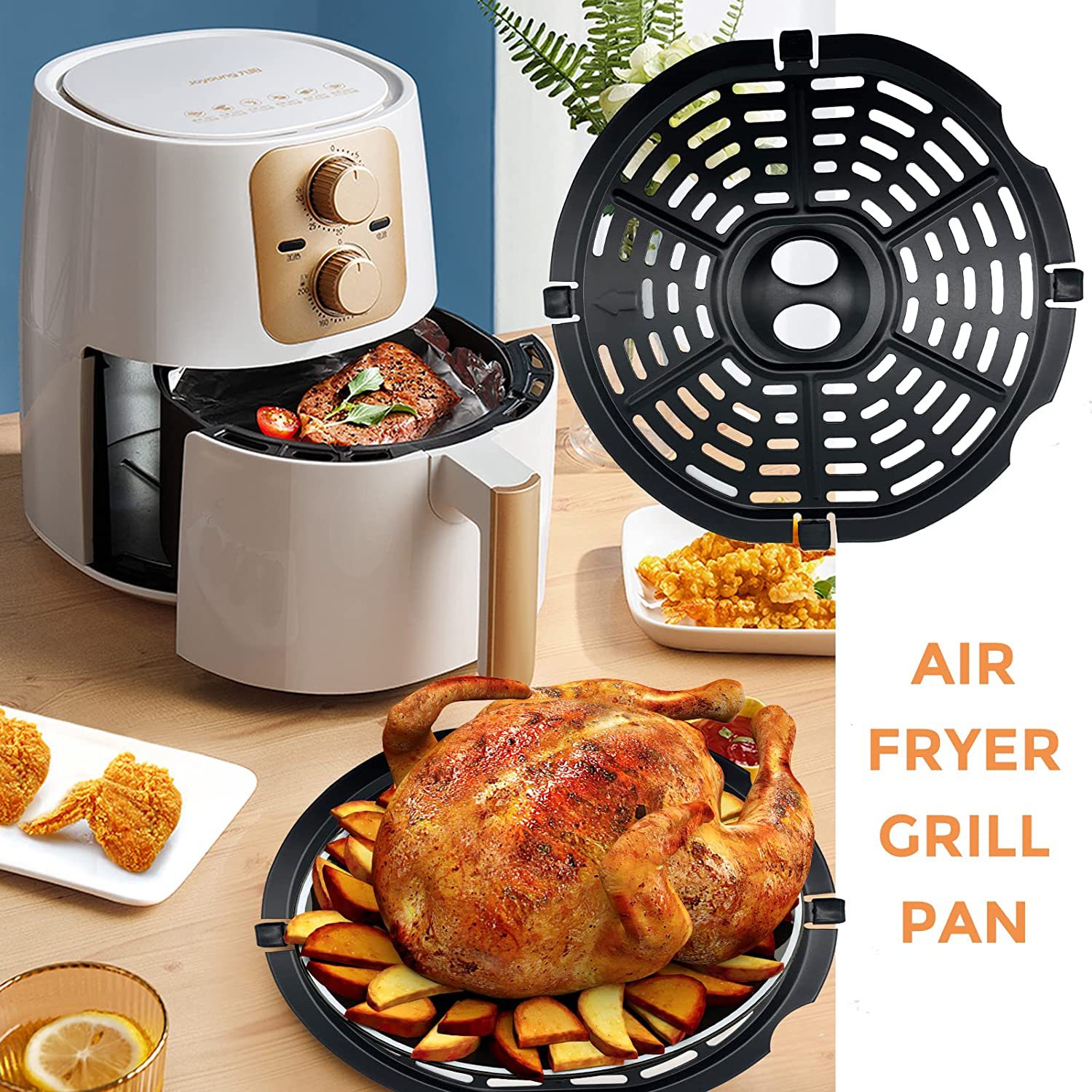 Paella Pan Steel - Airfryer Cestello Sostituzione Grill Pan Forno