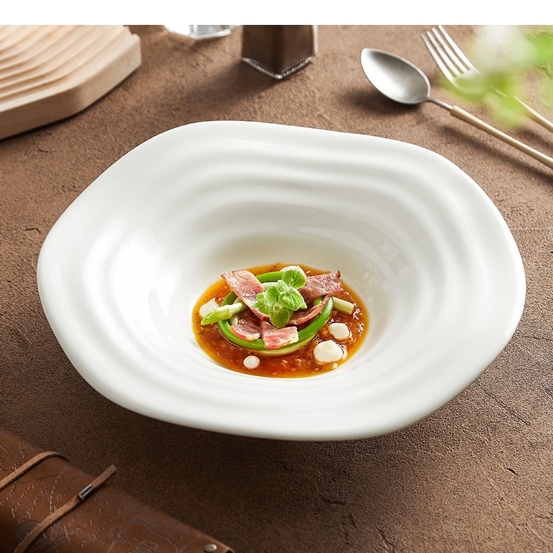 Home Cooking Steak - Piatto da insalata bianco a forma